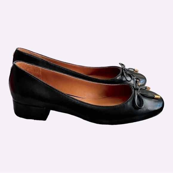 TORY BURCH Brooke Bow 25MM Black Nappa Leather Ballet Heels Size 5.5 - Picture 8 of 8